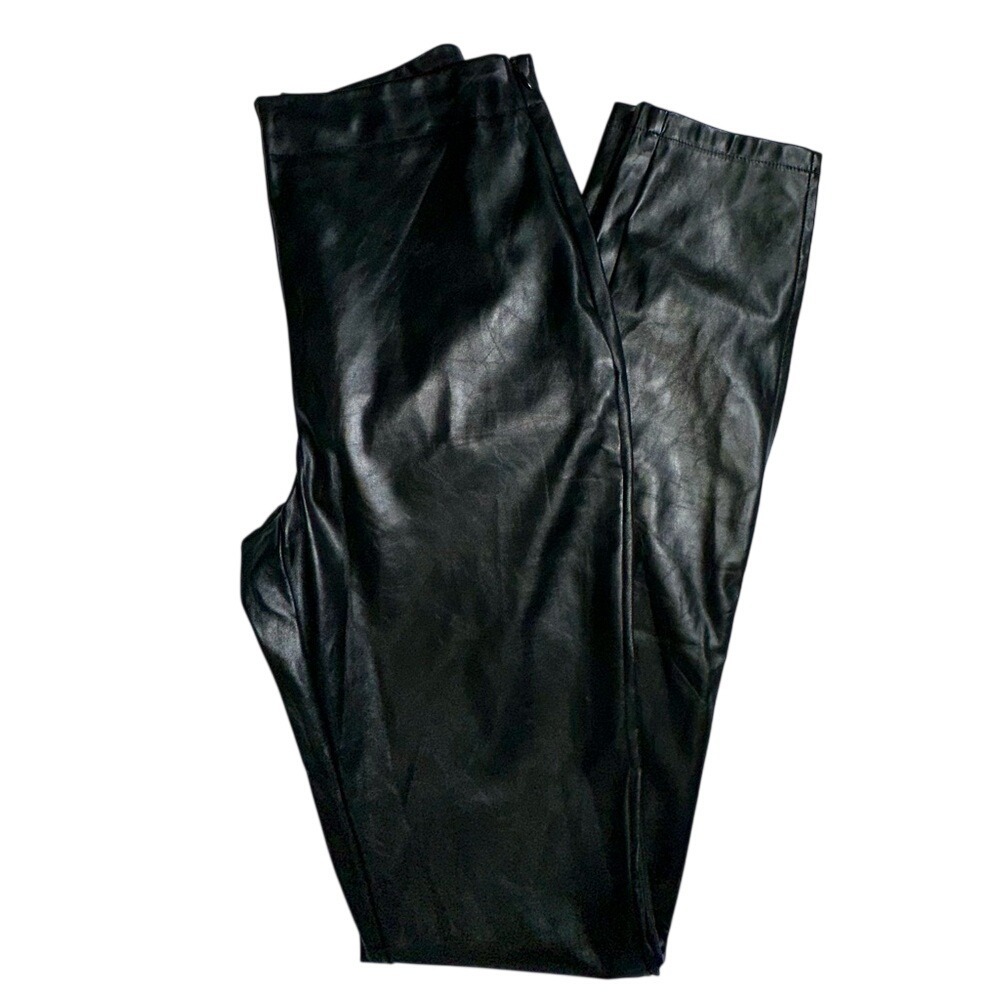 EUC SBETRO‎ Faux leather side-zip pants with split hem - size medium